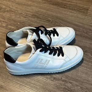 Hogan White Leather Sneakers with Black Accents
